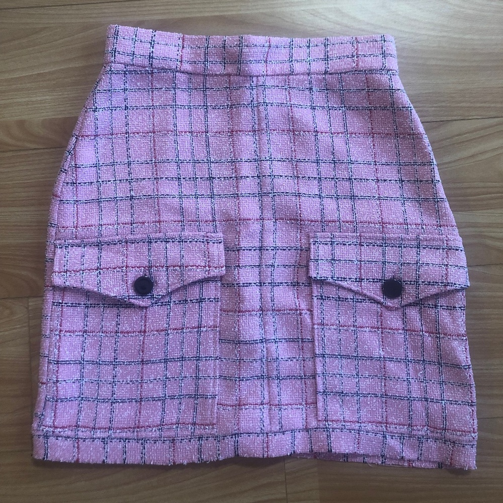 ASOS Design Pink Plaid Skirt